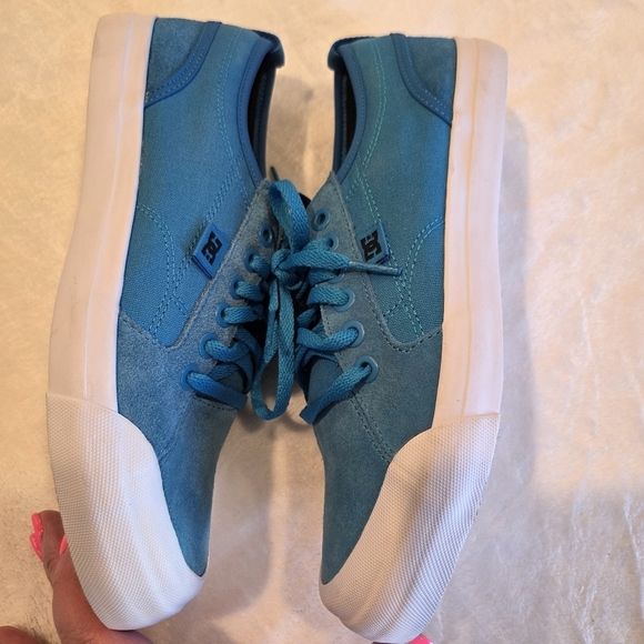 DC Youths Evan Boys Aqua Blue Leather Skateboard Shoes Sneakers Sz 6 Eu 37 Low - Picture 13 of 14